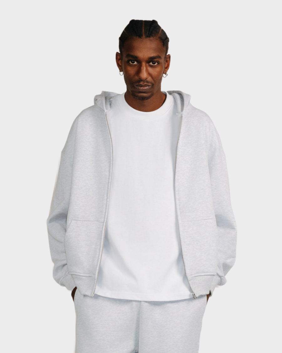 ZIP HOODIE ‘HEATHER GREY’