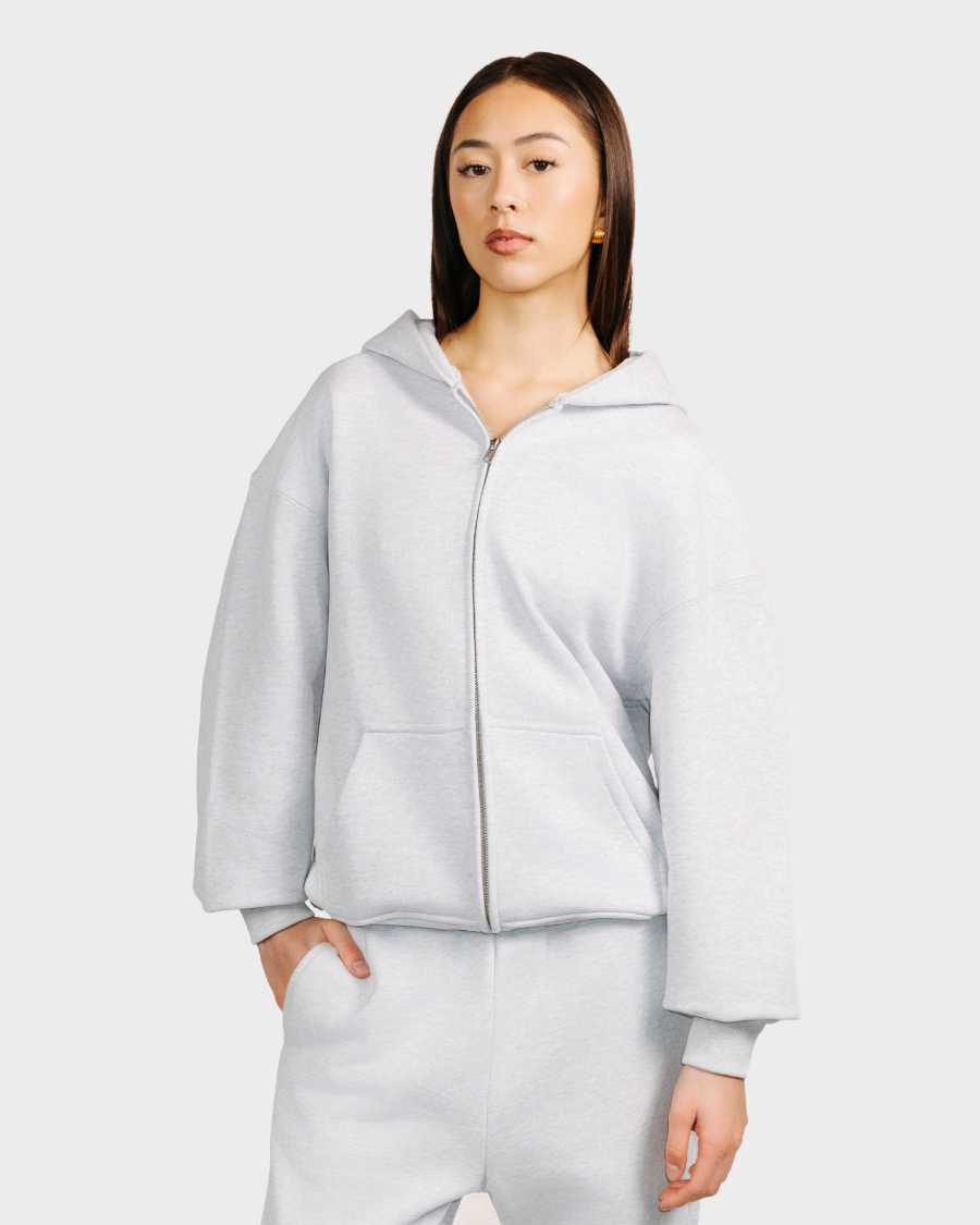 ZIP HOODIE ‘HEATHER GREY’